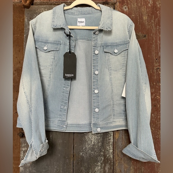 Kensie Jackets & Coats Womens Kensie Size Xl Pin Striped Jean